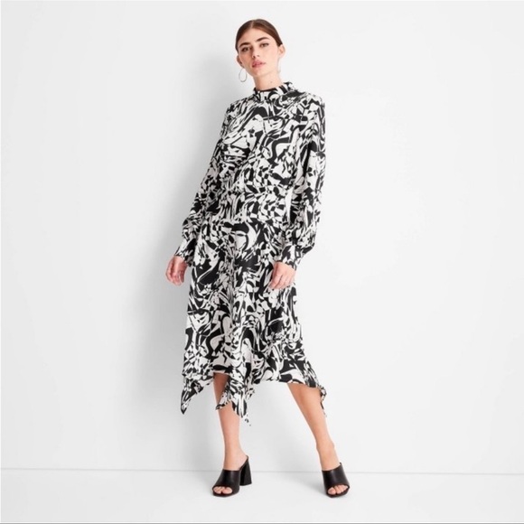 Kahlana Barfield Brown Future Collective Long Sleeve Asymmetrical dress size XL - Picture 1 of 8